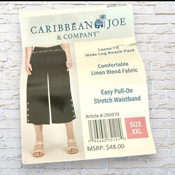NWT Caribbean Joe NWT Cropped Wide Leg Beach Pants Size XXL - Picture 4 of 5